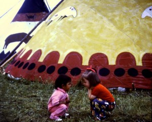 Julie makes a new friend, North American Indian Days, 1972