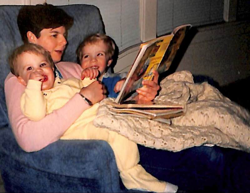 Bedtime reading with Colin and Eric. 1992.