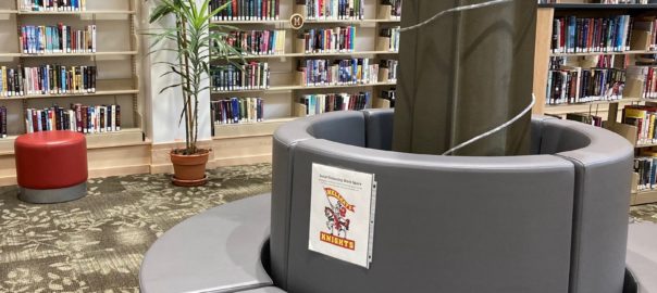 Social distance sign in the Hellgate High School Library