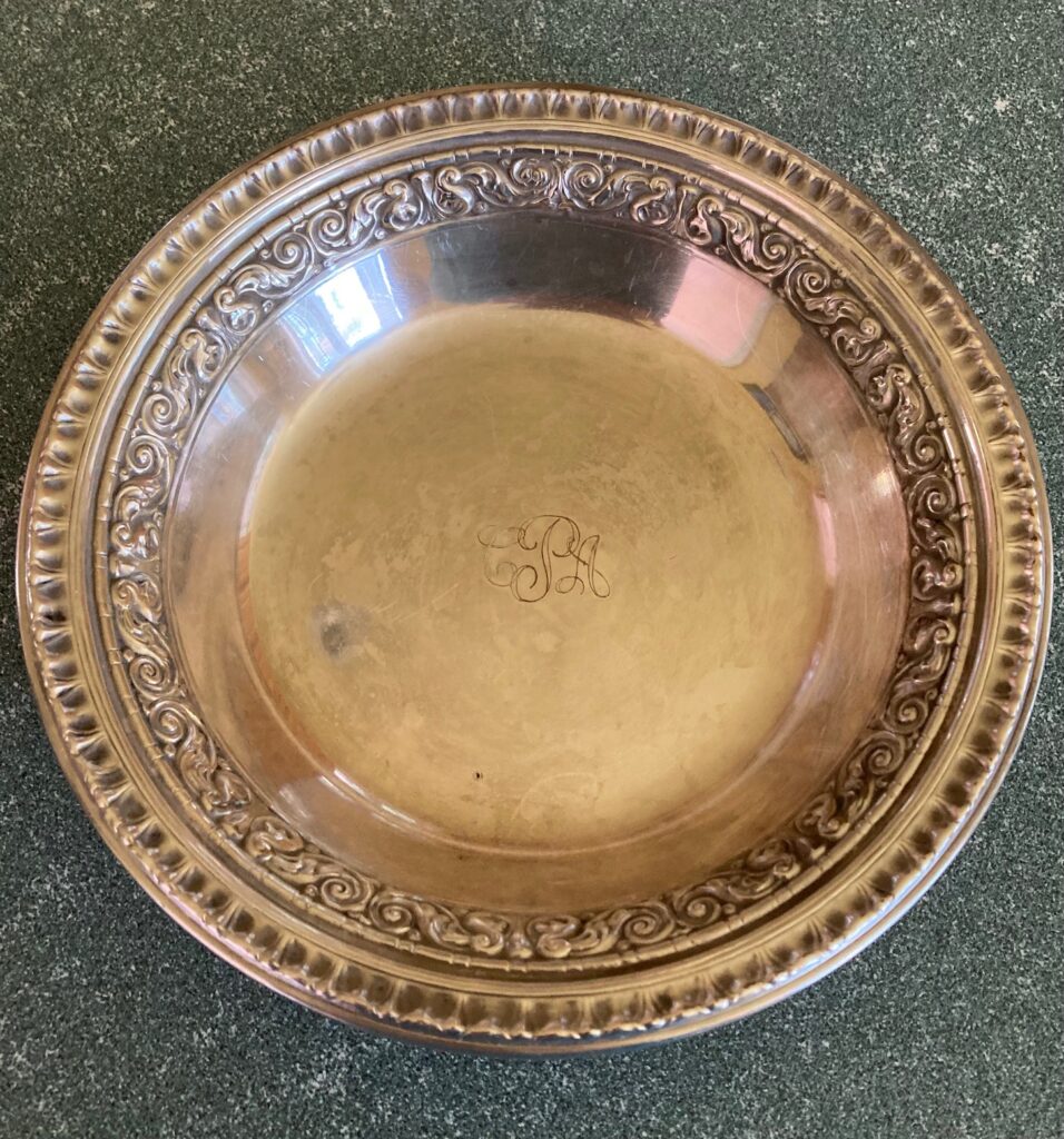 Silver bowl after second cleaning.