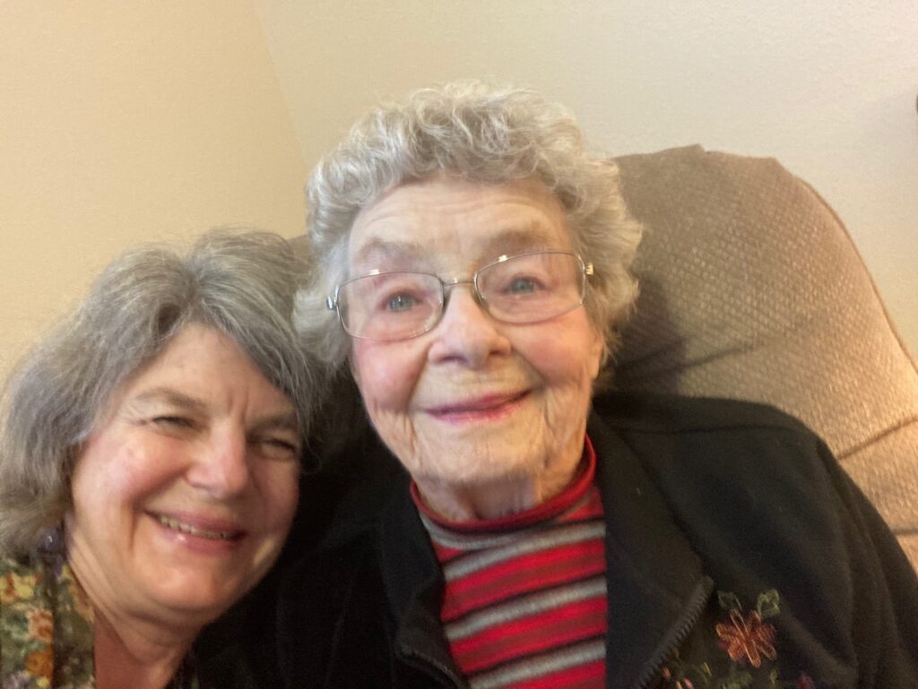 "Shirley" Karen Buley and mom, Kay Antonietti in assisted living, January 2021.